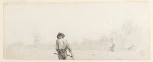 Desenho, Homem com uma foice, ca. 1865 de Winslow Homer