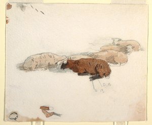 Desenho, Ovelhas a descansar, 1878 de Winslow Homer