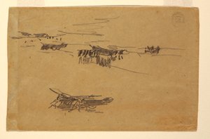 Desenho, esboços de dories em carruagens, 1881 de Winslow Homer