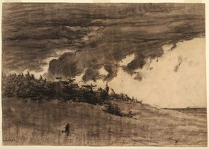 Desenho, Tempestade a chegar (Costa com céu nublado), provavelmente 1884 de Winslow Homer
