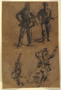 Desenho, Estudos de soldados, 1863-65 de Winslow Homer