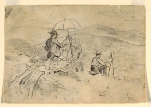 Desenho, Estudo para "Artistas Desenhando nas Montanhas Brancas" e "O Artista no Campo", 1868 de Winslow Homer