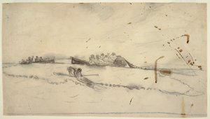 Desenho, Três barcos com pescadores a lançar a rede, 1881-82 de Winslow Homer