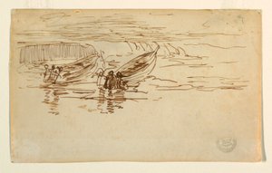 Desenho, Dois Dories a serem lançados, Inglaterra, 1881 de Winslow Homer