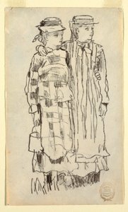 Desenho, Duas raparigas, 1879 de Winslow Homer