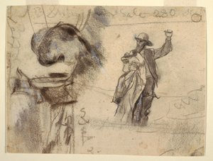 Desenho, Dois Estudos de um Marinheiro com Braço Elevado (Estudos para O Poço do Olho - Tudo e o Naufrágio) de Winslow Homer