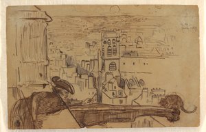 Desenho, Vista de Paris com um parapeito da torre da Catedral de Notre Dame, 1867 de Winslow Homer