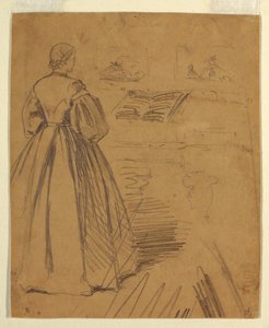 Desenho, Mulher de pé diante de um piano, 1862 de Winslow Homer