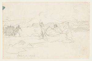 Fishermen Beaching a Dory de Winslow Homer
