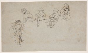 Cinco esboços de meninos de Winslow Homer