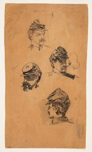 Quatro estudos de cabeças de soldados de Winslow Homer