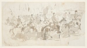Sexto Regimento de Cavalaria do General McClellan, embarcando em Alexandria para Old Point Comfort de Winslow Homer