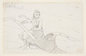 Garota sentada em um arado de Winslow Homer