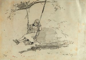 Menina em um balanço, 1879 de Winslow Homer