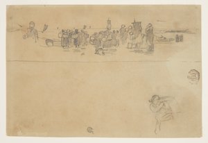 Grupos de Mulheres na Praia, Cullercoats, Inglaterra de Winslow Homer