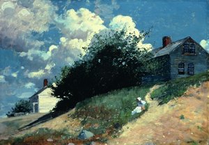 Casas em uma colina, 1879 de Winslow Homer