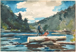 Hudson River, Logging, 1891-1892. de Winslow Homer