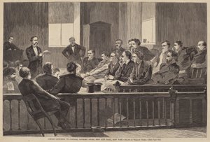 Jurors Listening to Counsel, Supremo Tribunal, New City Hall, New York, publicado em 1869. de Winslow Homer