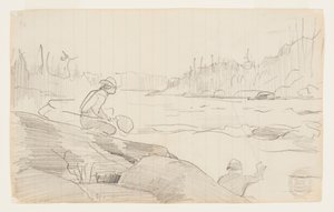 Homens pescando com vara e rede de Winslow Homer