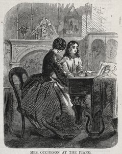 Sra. Otcheson no piano, 1860. de Winslow Homer