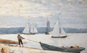 Puxando o Dory, 1880 de Winslow Homer