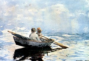 Remo do Barco, 1880 (wc no papel a bordo) de Winslow Homer