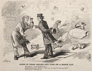 Cena na Union Square, Nova York, em um dia de março de 1860. de Winslow Homer