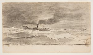 Seascape com traineira de pesca, Cullercoats, Inglaterra de Winslow Homer