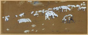 Ovelha, 1878 (grafite e guache branco sobre papel) de Winslow Homer