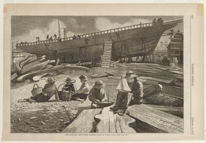 Construção naval, porto de Gloucester de Winslow Homer