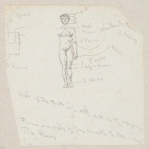 Esboço de um nu masculino com notações de Winslow Homer