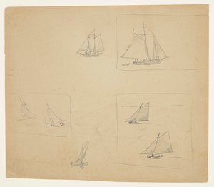 Esboços de embarcações à vela de Winslow Homer