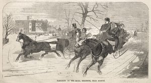 Passeio de trenó na estrada, em Brighton, perto de Boston de Winslow Homer