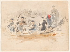 Soldados sentados em um grupo de Winslow Homer