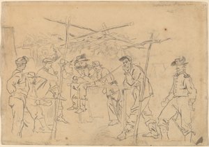 Tenda de Sutler, 3ª Cavalaria da Pensilvânia [recto], 1862. de Winslow Homer