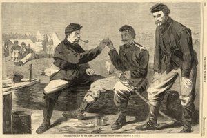 Dia de Ação de Graças no Exército - Após o jantar: The WishBone, da Harpers Weekly, pub. 1864 de Winslow Homer
