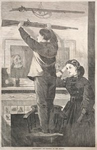 Dia de Ação de Graças - Pendurando o Mosquete, 1865. de Winslow Homer