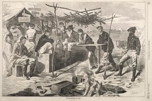 Ação de Graças em Camp, 1862. de Winslow Homer