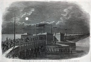 A Guarda Avançada do Grande Exército dos Estados Unidos atravessa a Long Bridge sobre o Potomac às 2 da manhã de 24 de maio de 1861, de Harper