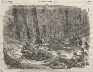 O Exército do Potomac - O nosso posto avançado de sentinela na floresta de Winslow Homer