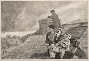A Batalha de Bunker Hill - Assistindo à luta de Copps Hill, em Boston, 1875. de Winslow Homer