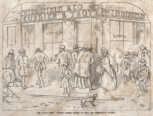 The Cold Term, Boston - Cena, Corner Milk e Washington Streets, 1858. de Winslow Homer