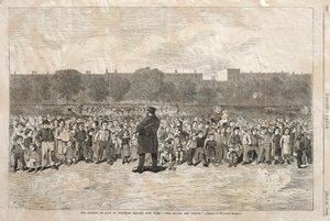 O 4 de julho em Tompkins Square, Nova Iorque - "Os Sogers estão a chegar" de Winslow Homer