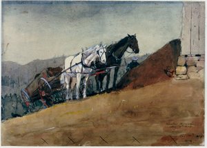 O celeiro da colina - fazenda de Houghton, 1874 de Winslow Homer