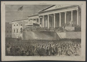 A inauguração de Abraham Lincoln como presidente dos Estados Unidos, 4 de março de 1861, 1861. de Winslow Homer