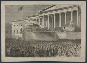 Tomada de posse de Abraham Lincoln como Presidente dos Estados Unidos, no Capitólio, Washington, 4 de março de 1861 de Winslow Homer
