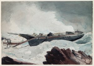 A escuna naufragada, c.1900-10 (aguarela e carvão sobre papel) de Winslow Homer