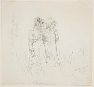 Duas garotas em um campo de Winslow Homer