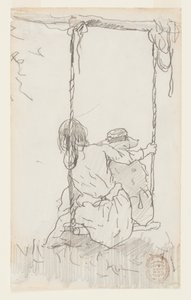 Duas garotas em um balanço de Winslow Homer