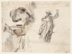 Dois estudos de um marinheiro com braço levantado de Winslow Homer